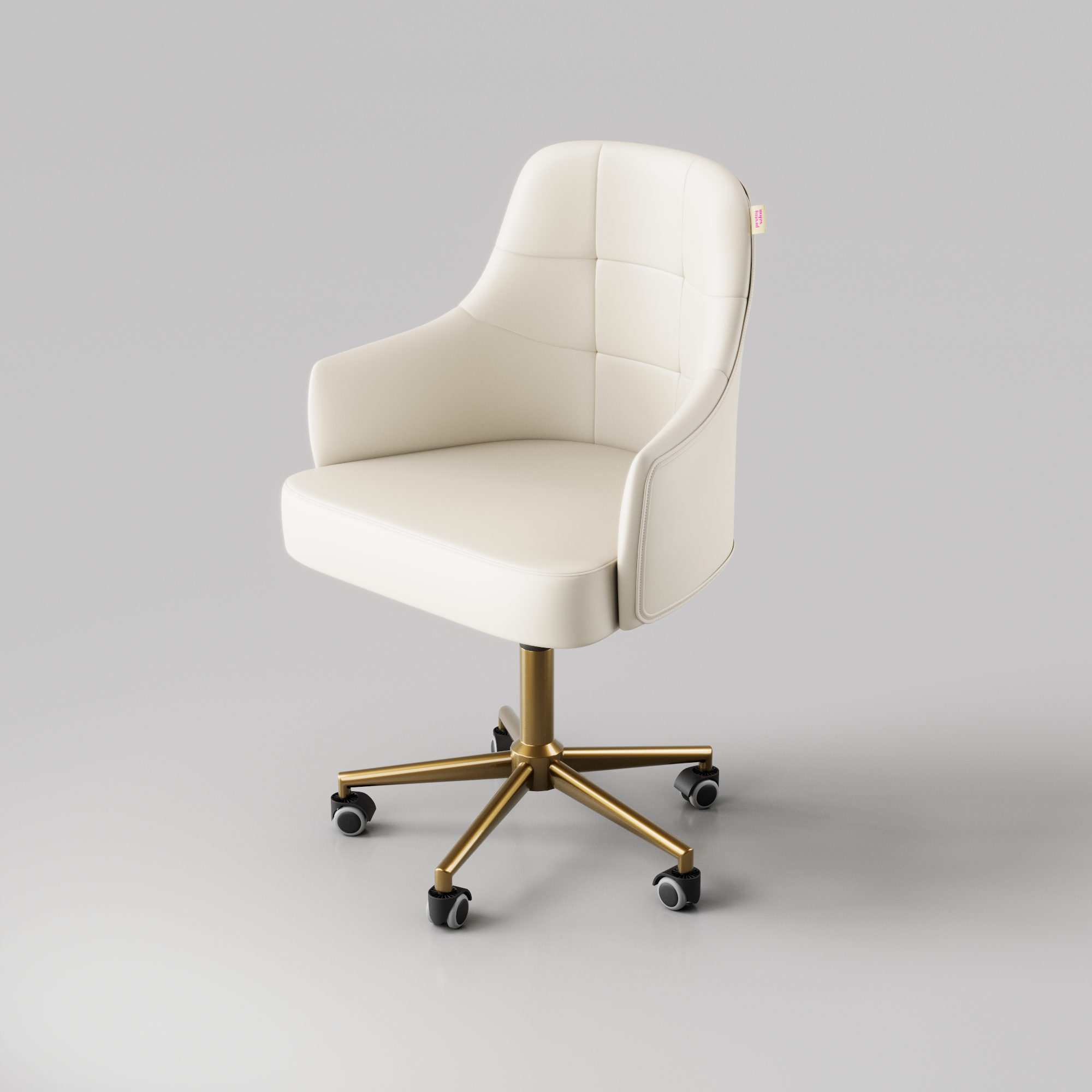 Cream beauty stool with high back