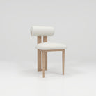 cream leather nail desk chair with oak legs 