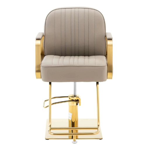 Luxury salon hair styling chair in cream and gold