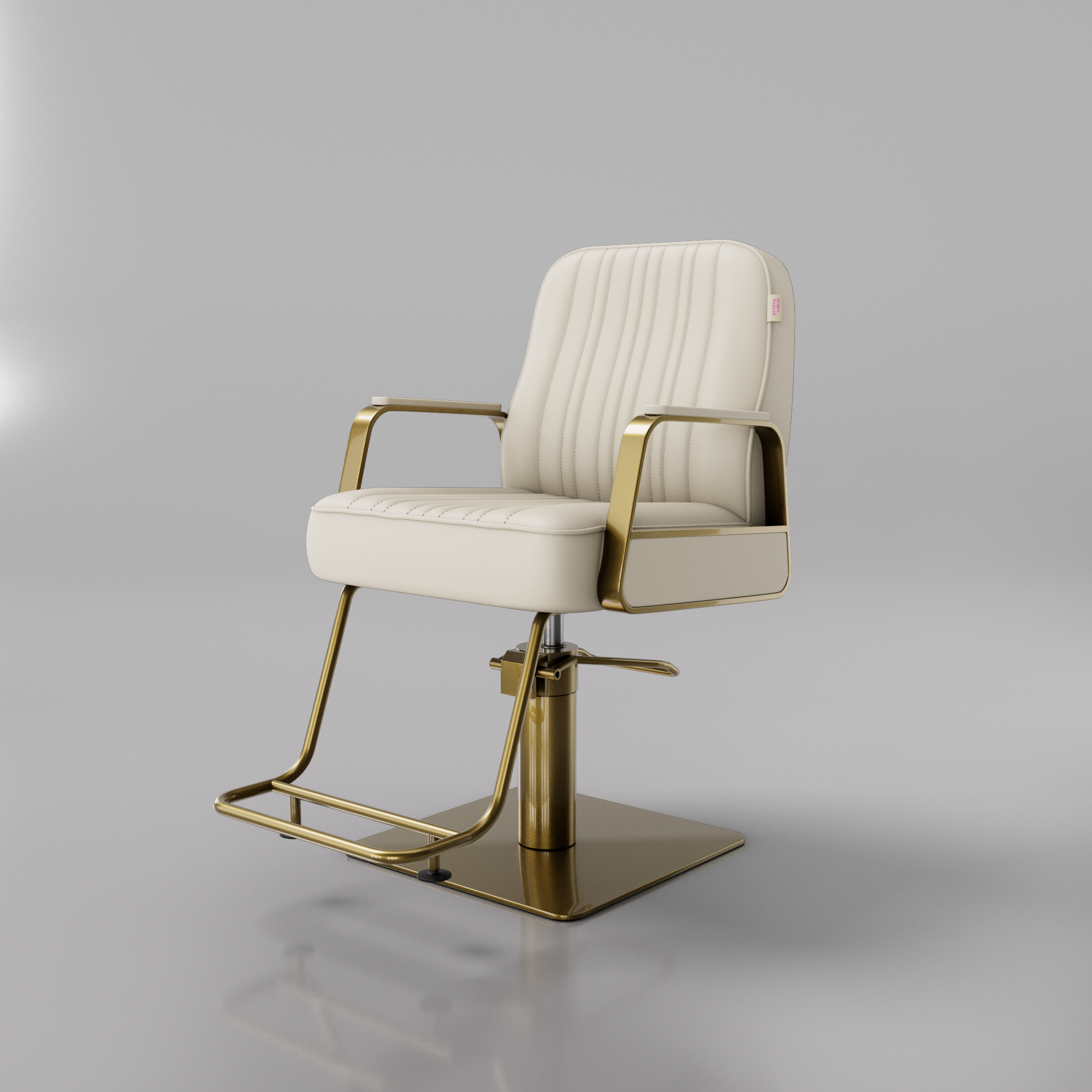 Luxury salon hair styling chair in cream and gold
