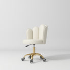 cream leather salon stool