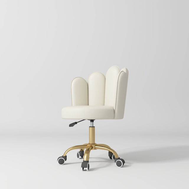 cream leather salon stool