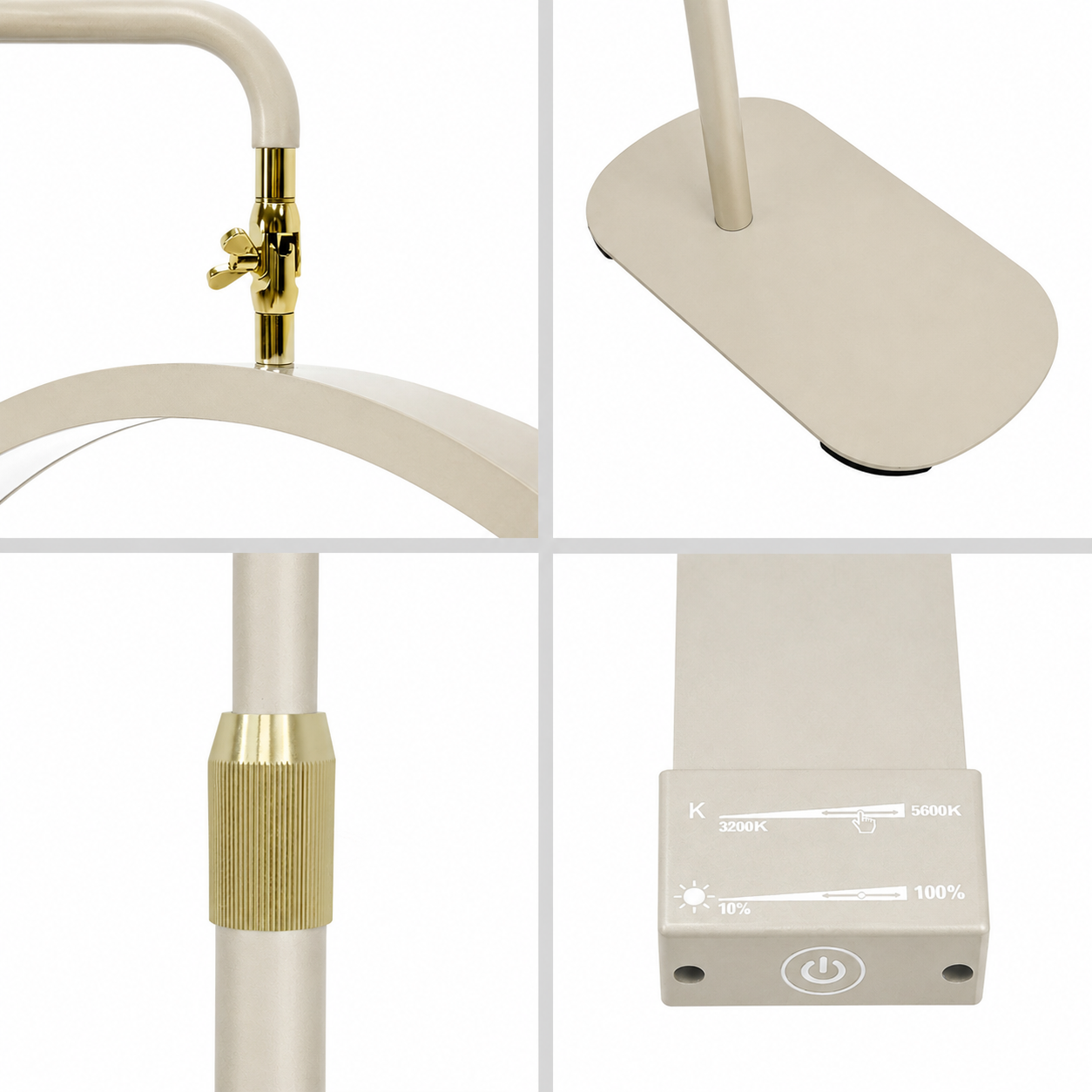Nude Lunara Moonlight Pro floor lamp showing adjustable height, rotating light head, and flexible positioning for beauty treatments.