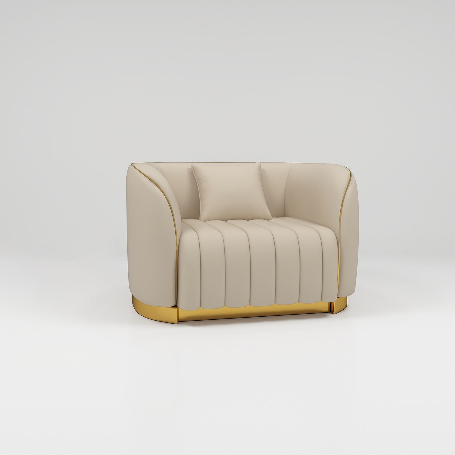 nude leather 1 person sofa armchair