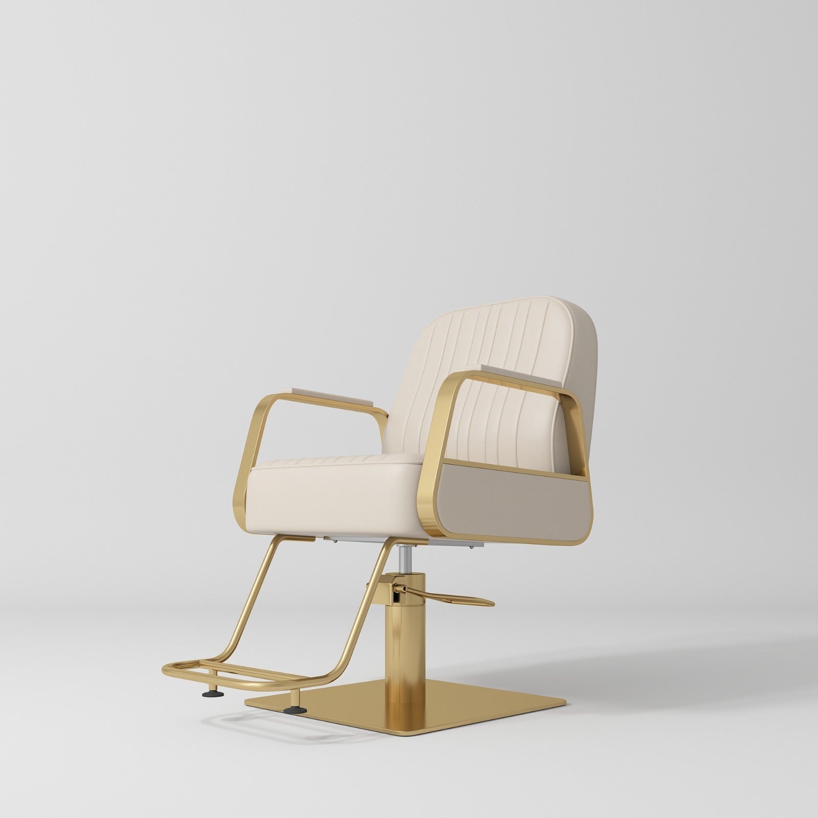 Luxury salon hair styling chair in nude and gold
