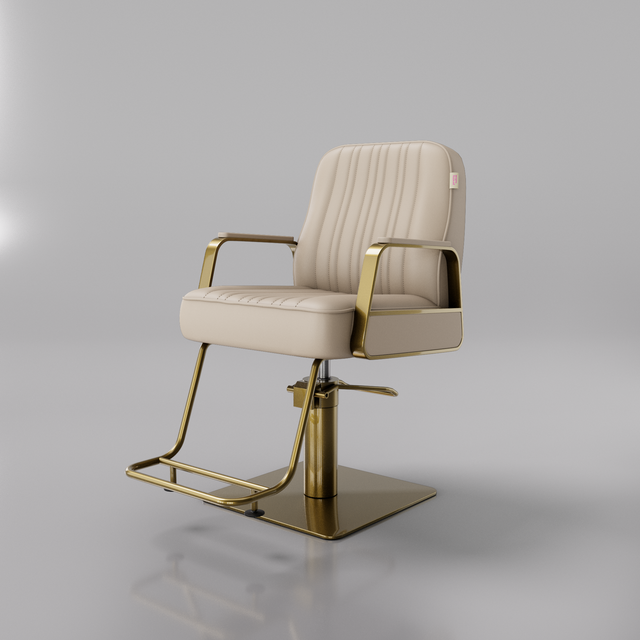 Luxury salon hair styling chair in nude and gold