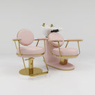 pink leather and gold staintless steel hair salon furniture set 