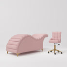 pink curved lash bed with stool