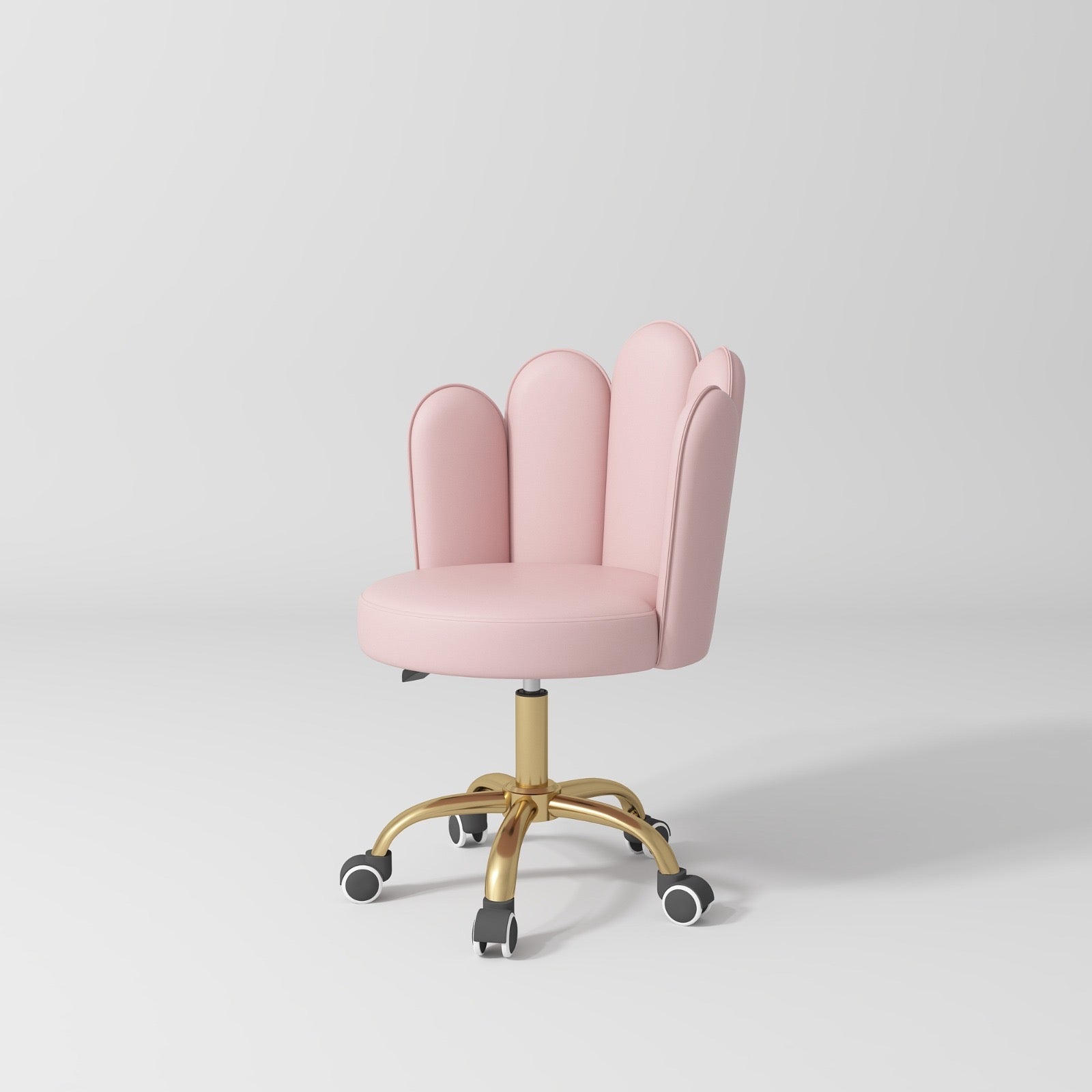 pink and gold beauty stool on wheels