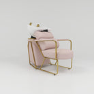 Renae Hair Basin Chair in pink upholstery and gold frame