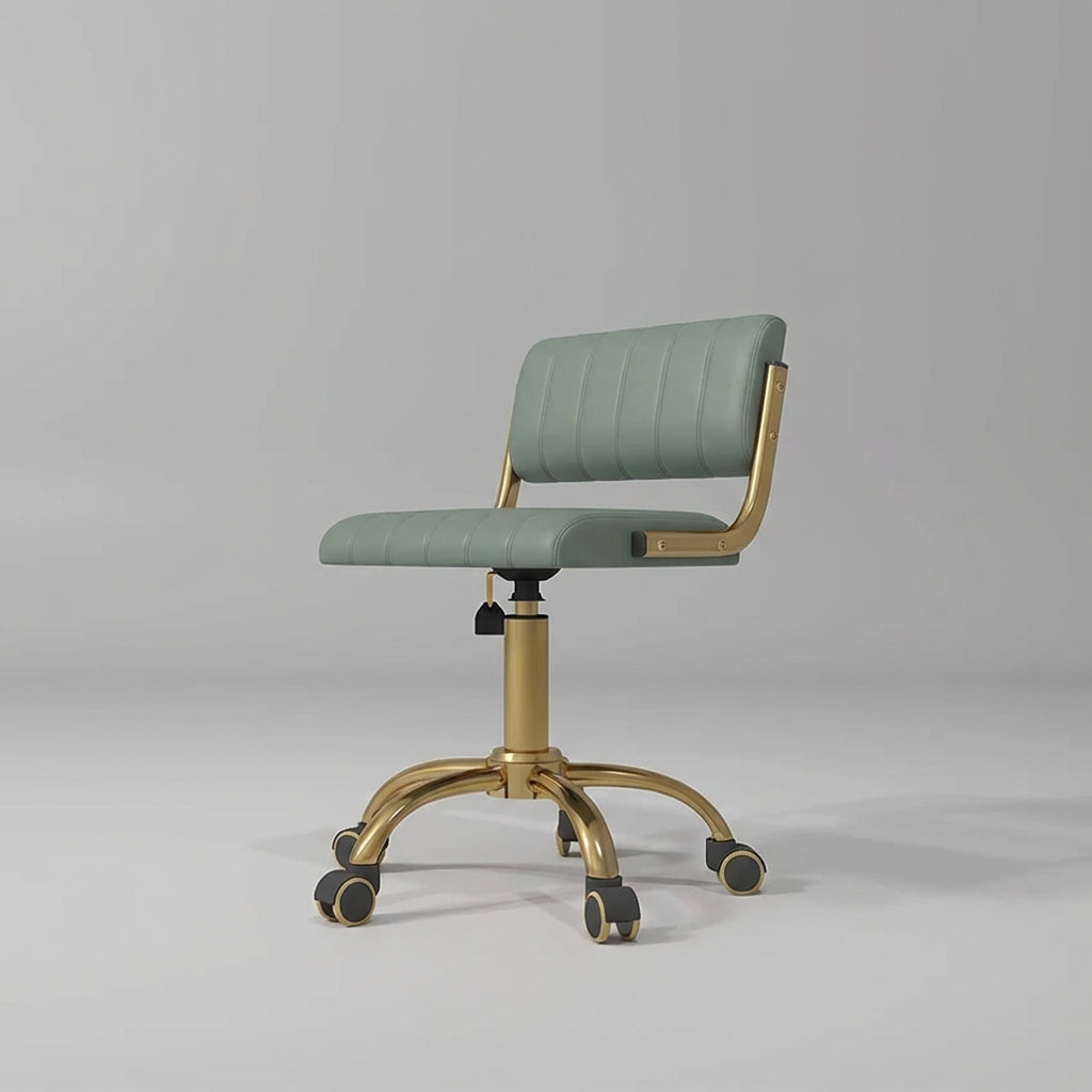 sage green leather beauty stool 