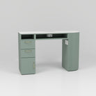 sage green nail desk with white top 