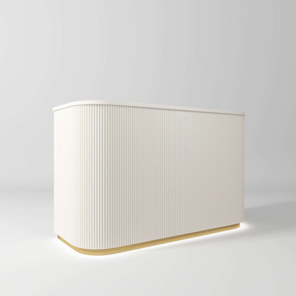 beauty salon reception desk in white with gold 